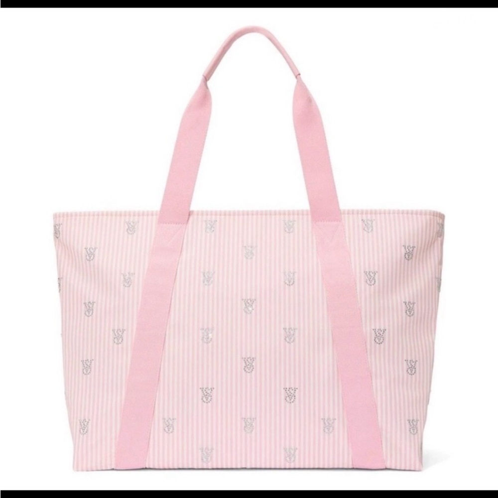 Victoria's Secret Pink & White Heritage
Striped Rhinestone Zip Tote Bag
NWT!!!!